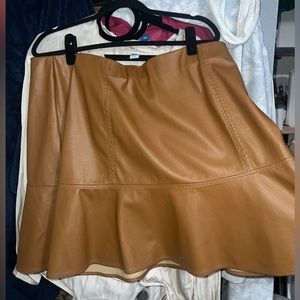 Brown Faux Leather Skirt